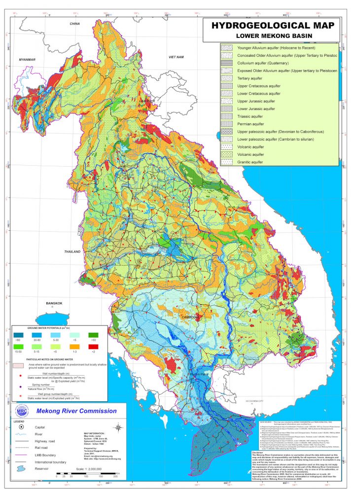 Lower Mekong Basin hydrogeology map. Source: Mekong River Commission.