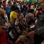 Families at Angkor hospital for children in Siem Reap in north-west Cambodia